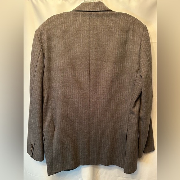 Zero Alta Sartoria 38 R Italian Super 120s Wool Blazer Gray W/ Tan White Stripes - Picture 8 of 12